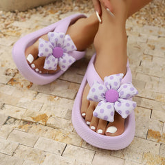 Versatile Comfort Soft Polka Dot Five-Petal Flower Beach Style Flip Flop Slippers