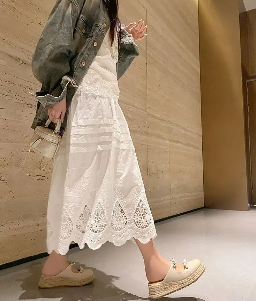 Versatile Decorative Straw Thick-Soled Mules Wedge Heels Sandals