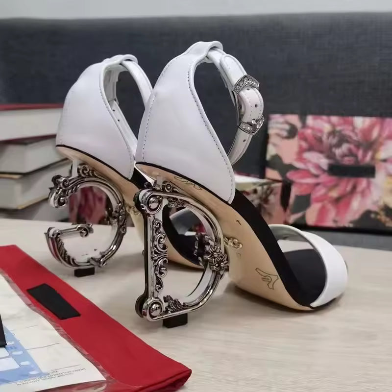 Versatile Nappa-leather Baroque-inspired Strange Style Heels Sandal