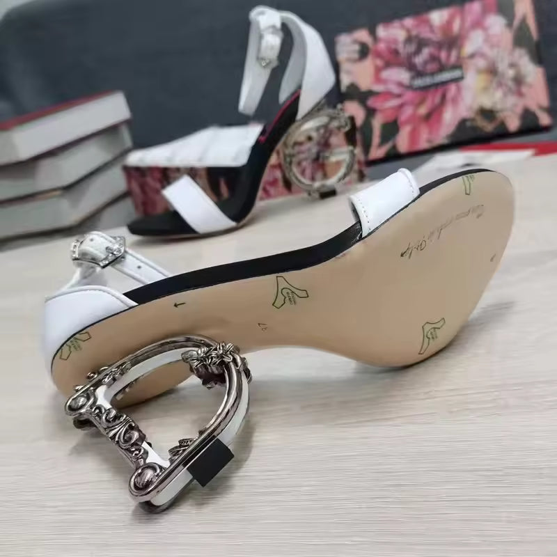 Versatile Nappa-leather Baroque-inspired Strange Style Heels Sandal