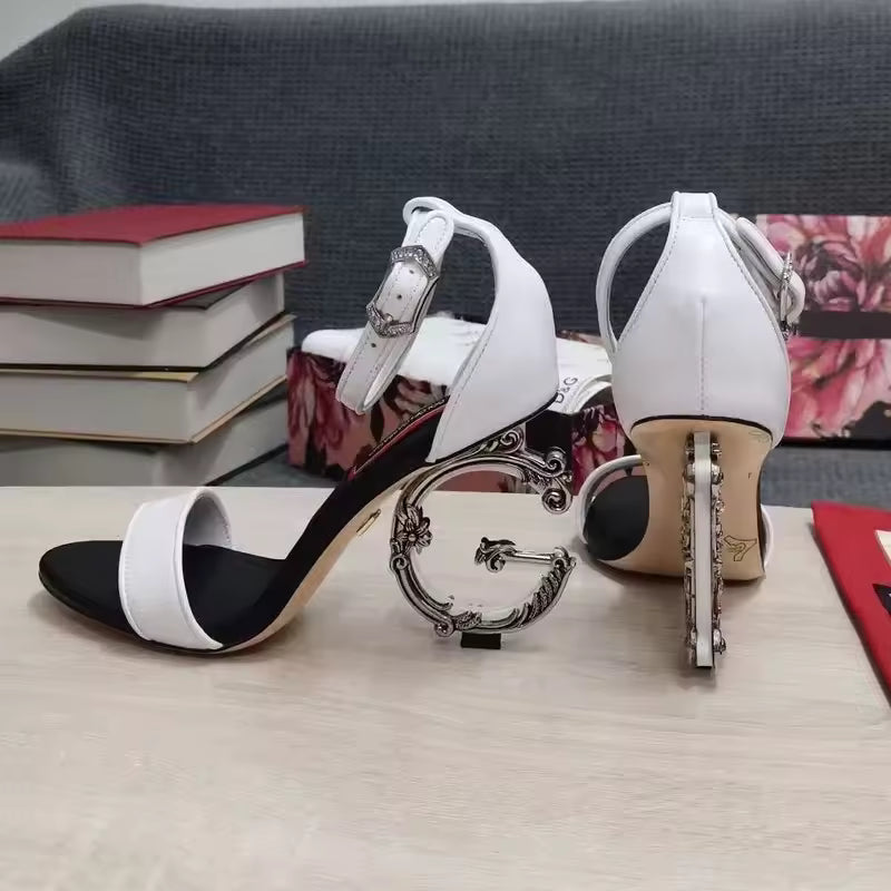 Versatile Nappa-leather Baroque-inspired Strange Style Heels Sandal