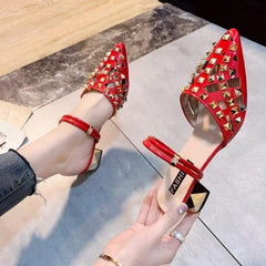 Vintage Comfort Block Heel Pointed Toe High Heel Sandals