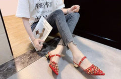 Vintage Comfort Block Heel Pointed Toe High Heel Sandals
