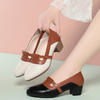 Vintage Knit Pointed Toe Shallow Mouth Soft Leather Loafers