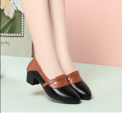 Vintage Knit Pointed Toe Shallow Mouth Soft Leather Loafers