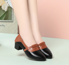 Vintage Knit Pointed Toe Shallow Mouth Soft Leather Loafers