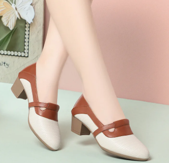 Vintage Knit Pointed Toe Shallow Mouth Soft Leather Loafers