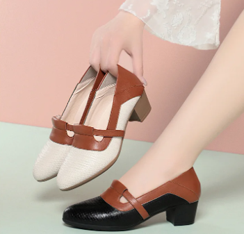 Vintage Knit Pointed Toe Shallow Mouth Soft Leather Loafers