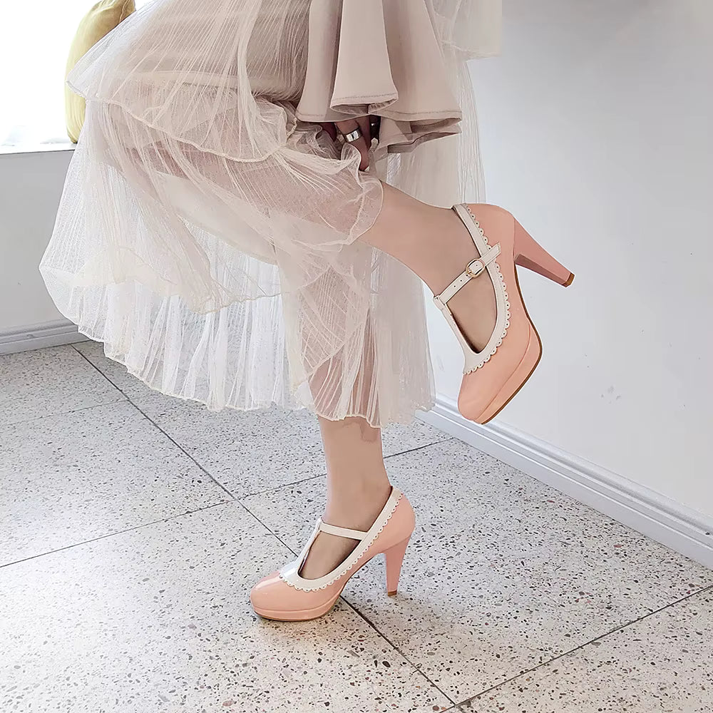 Vintage T Strap Patent Leather Pumps Heels Footwear Sandal