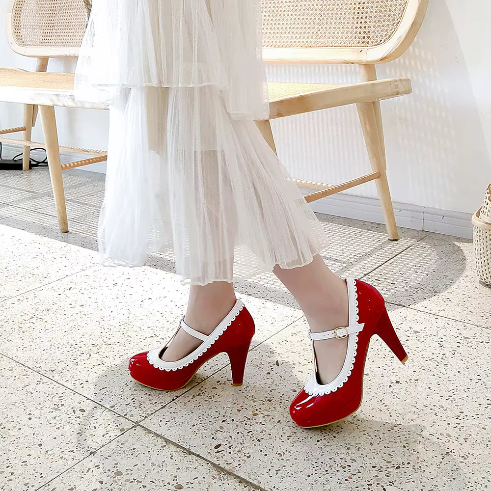 Vintage T Strap Patent Leather Pumps Heels Footwear Sandal
