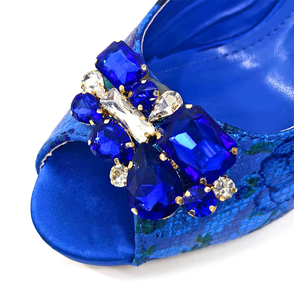 Wedding Party Bigger Size Thick Heel Sandals and Bags Matching Set