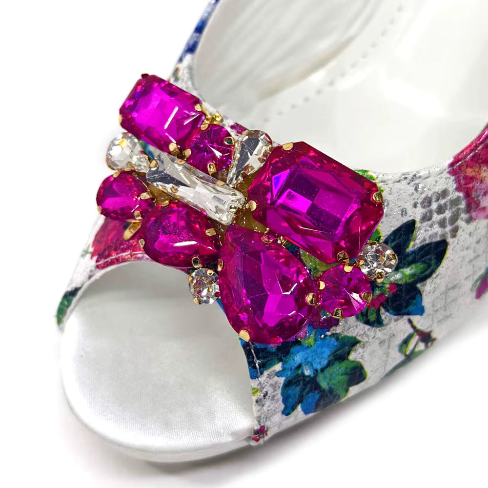 Wedding Party Bigger Size Thick Heel Sandals and Bags Matching Set