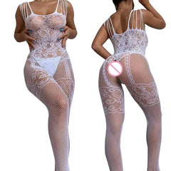 White Hollow Crotchless Lingerie