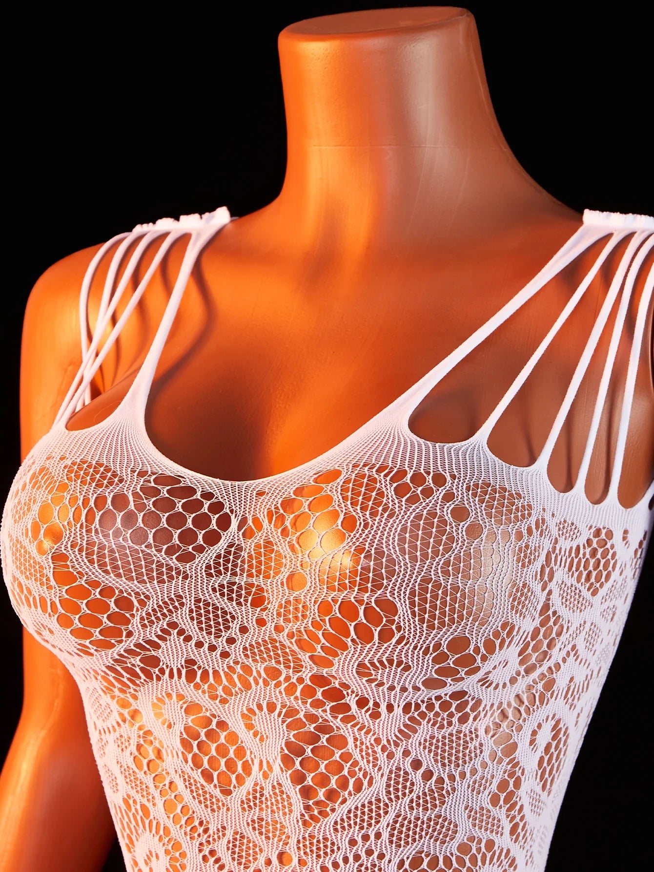 White Sheer Fishnet Open Crotch Bodysuit