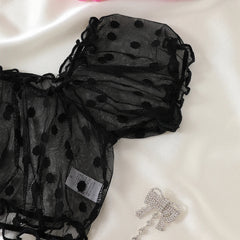 2-Piece Lingerie Dot Embroidery Mesh Fancy Outfit Romantic Underwear Set Bra And Panty Sets