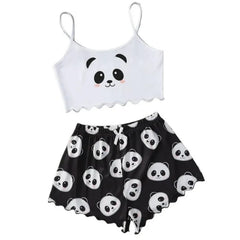 2 Pieces Pajamas Set Cute Cow Print Sleeveless Top and Shorts Sleepwear Casual Homewear Loungewear Pijamas
