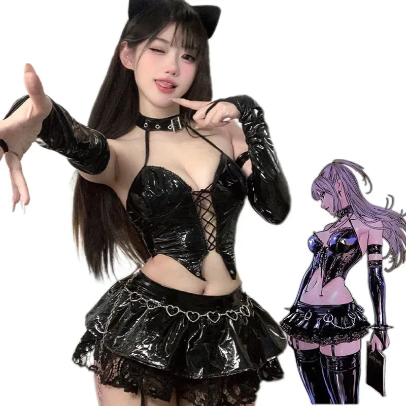Halloween Cosplay Anime Devil's City Queen Misa Unifrom Costume Cosplay Cyber Punk PU Leather Outfits Costumes