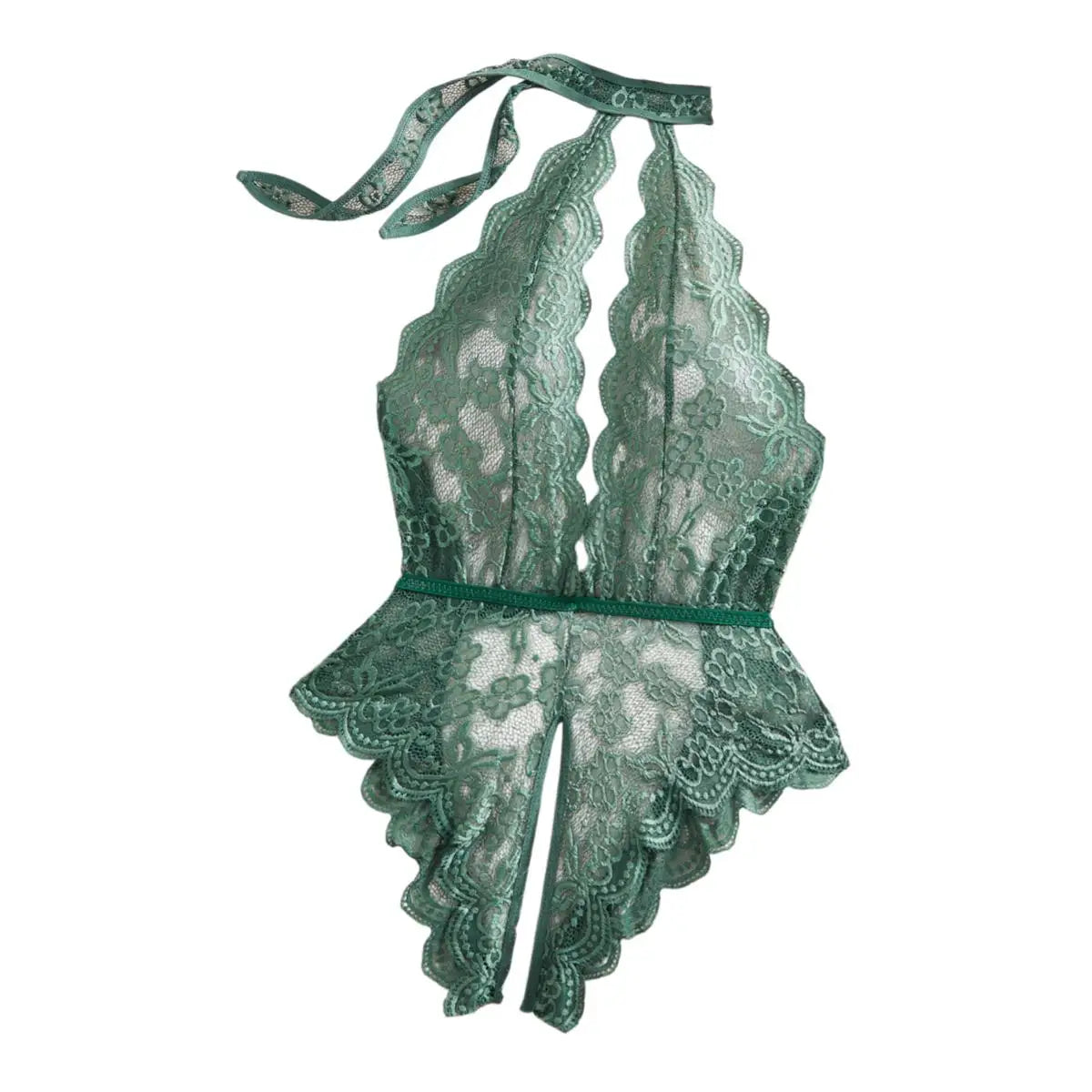 Halter Backless Deep V Floral Lace Night Dress Teddy Babydoll
