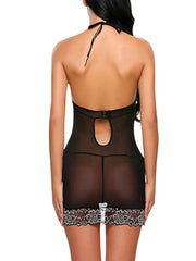 Halter V Neck Mesh Night Dress