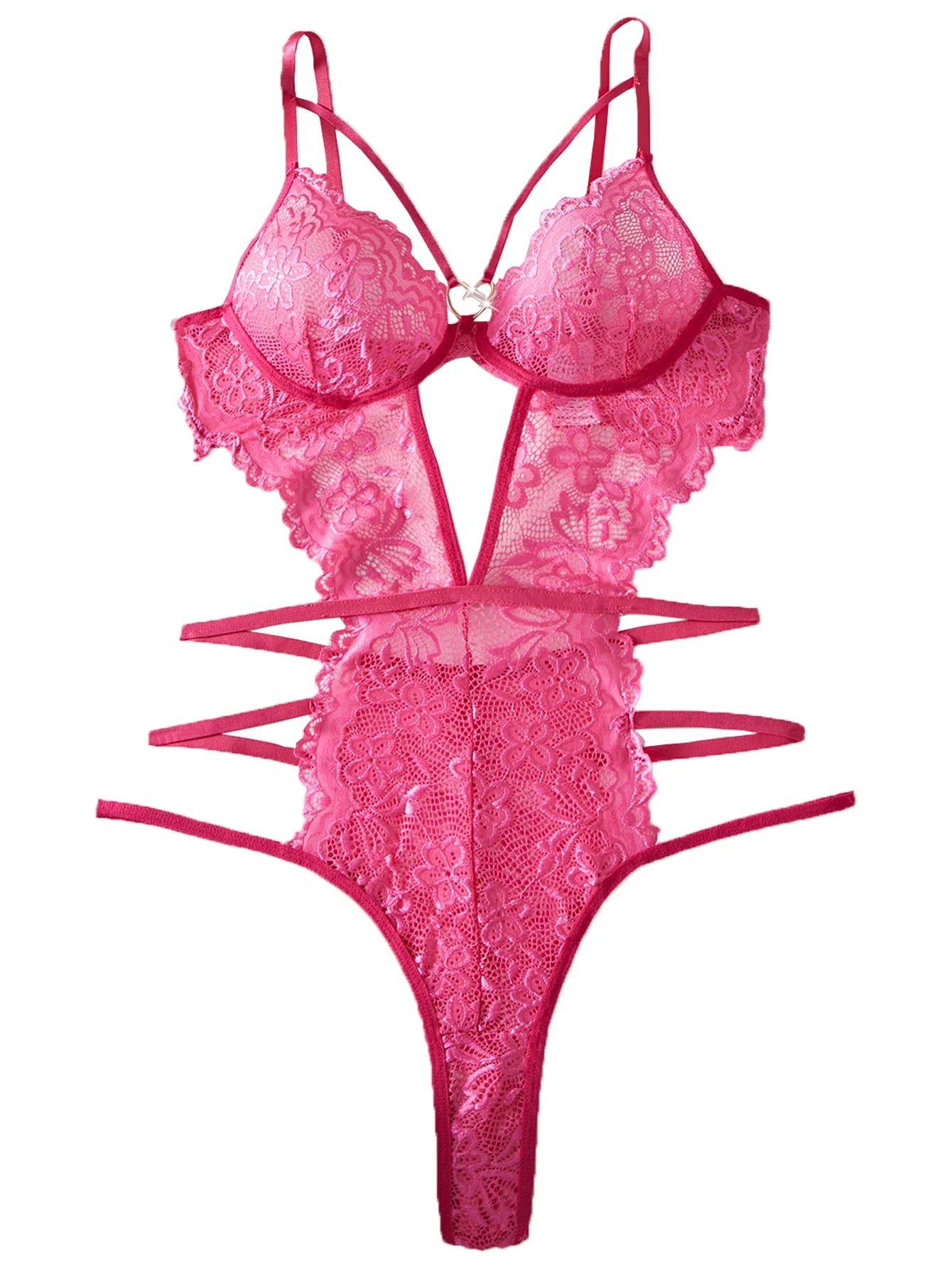 Lace Bodysuit Female Underwear Floral Embroidery Heart Shaped Ornament Design Bodycon