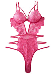 Lace Bodysuit Female Underwear Floral Embroidery Heart Shaped Ornament Design Bodycon