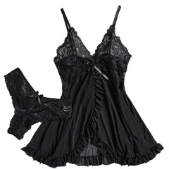 Nightdress Lace Chemise Bow Nightgown Sleepwear Mini Dress Plus Size Babydoll Lingerie Sleepdress Nighty