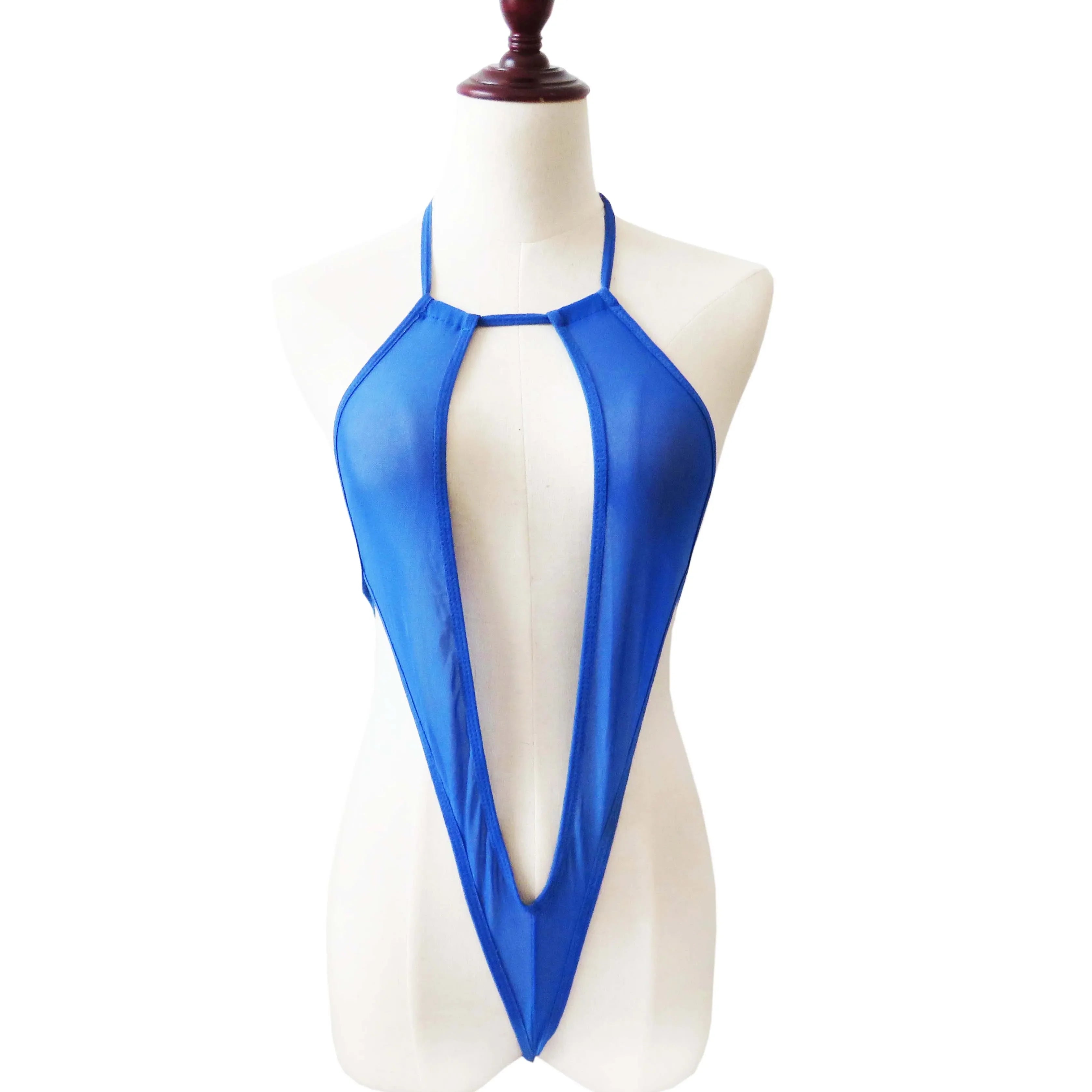 One-piece Lingerie Perspective Small Swimsuit Halter Neck High Cut Thong Mini Micro Bikini Jumpsuit