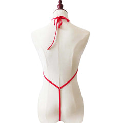 One-piece Lingerie Perspective Small Swimsuit Halter Neck High Cut Thong Mini Micro Bikini Jumpsuit
