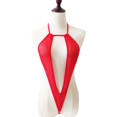 One-piece Lingerie Perspective Small Swimsuit Halter Neck High Cut Thong Mini Micro Bikini Jumpsuit