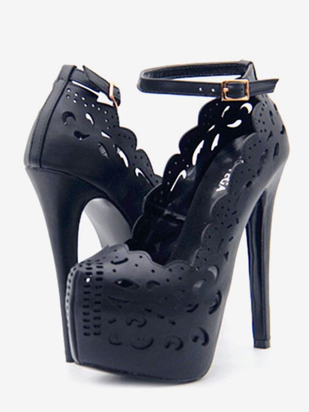 Wedding Heels Hollow Out Stiletto Heel Ankle Strap Pumps