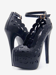 Wedding Heels Hollow Out Stiletto Heel Ankle Strap Pumps