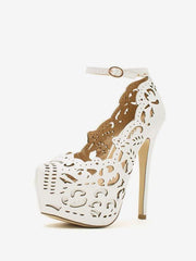 Wedding Heels Hollow Out Stiletto Heel Ankle Strap Pumps