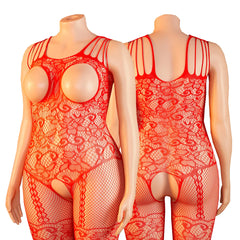 Plus Size Halter Fishnet Halter Bodysuit Open Crotch Chest Cutout Erotic Teddy Erotic Lingerie