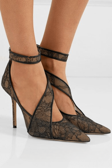 Pumps Lace Strap High Heels Fashion Pointed Toe Stiletto