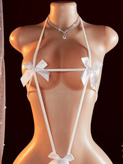 Lingerie Babydolls Dress Underwear Open Bra Crotchless Erotic Costume Exotic Bowknot Naked Bodysuit