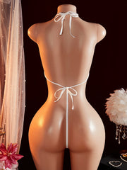 Lingerie Babydolls Dress Underwear Open Bra Crotchless Erotic Costume Exotic Bowknot Naked Bodysuit