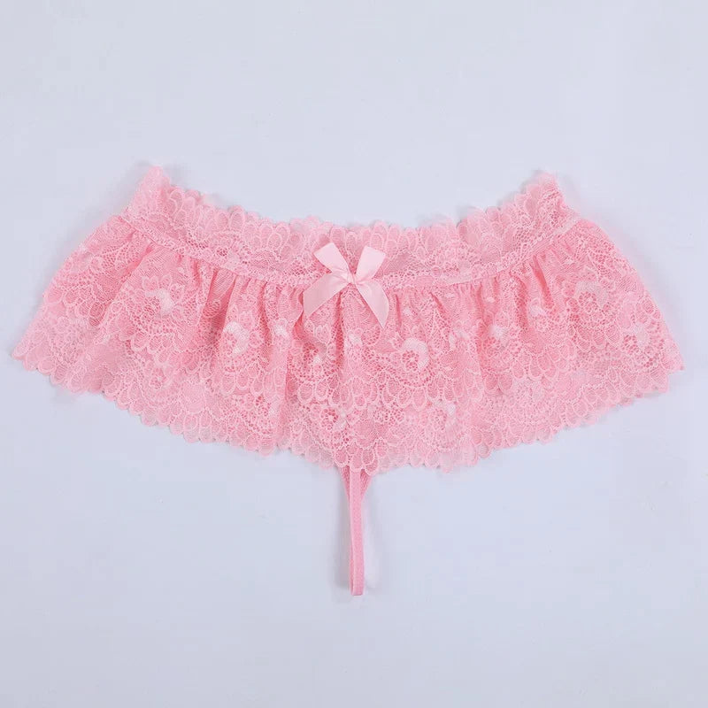 Lingerie Lace Perspective Ladies Dress Erotic Underwear Transparent Thongs Plus Size Skirt