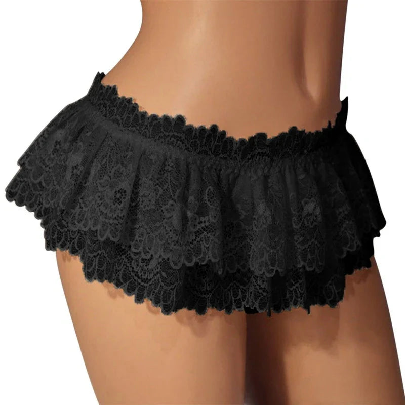 Lingerie Lace Perspective Ladies Dress Erotic Underwear Transparent Thongs Plus Size Skirt