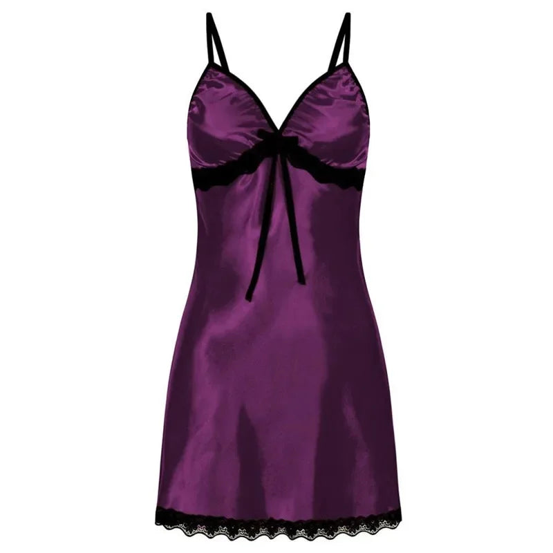 Sleepwear Sleeveless Nighties V-neck Nightgown Plus Size Nightwear Lace Nightdress Silk Satin Night Dress