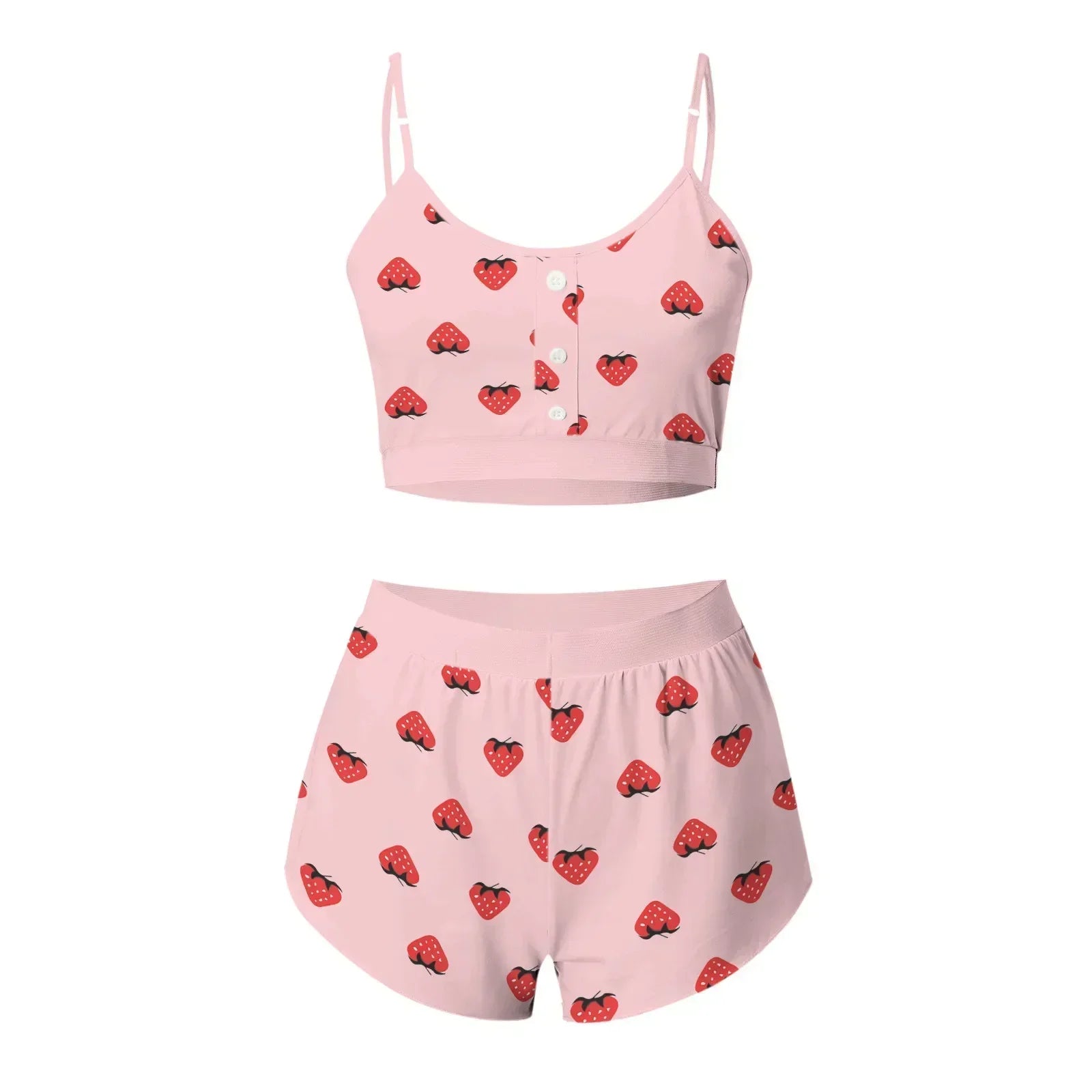 Sleepwear Lips Butterfly Print Home Suspended Pajamas Set Vest Bra Top Short Nightwear Lingerie Nightgown