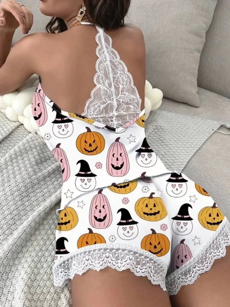 Casual Pajamas Set Summer Sleepwear 2 Pieces Sleeveless V-Neck Heart Print Cami Tops and Shorts Set Loungewear