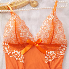 Contrast Floral Nightdress Set Dress Sleepwear With Thongs Nightdress Underwear Babydoll