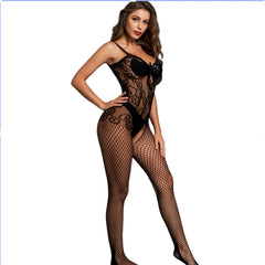Lace Hollow out Mesh One-Piece Suit Strapless Bodysuit Chest Exposure Sensual Sleepwear