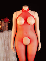 Netted Bodysuit Open Crotch High Cut One Piece Teddy Lingerie Fishnet Leotard Erotic Costume