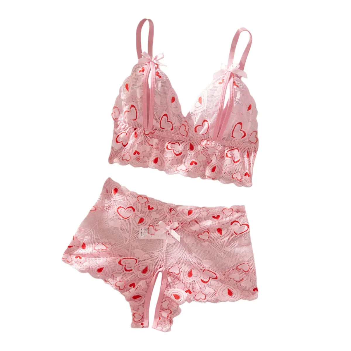 Pink Mesh Bodysuit Set Soft Breathable Two-Piece Underwear 2025