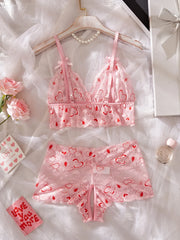 Pink Mesh Bodysuit Set Soft Breathable Two-Piece Underwear 2025