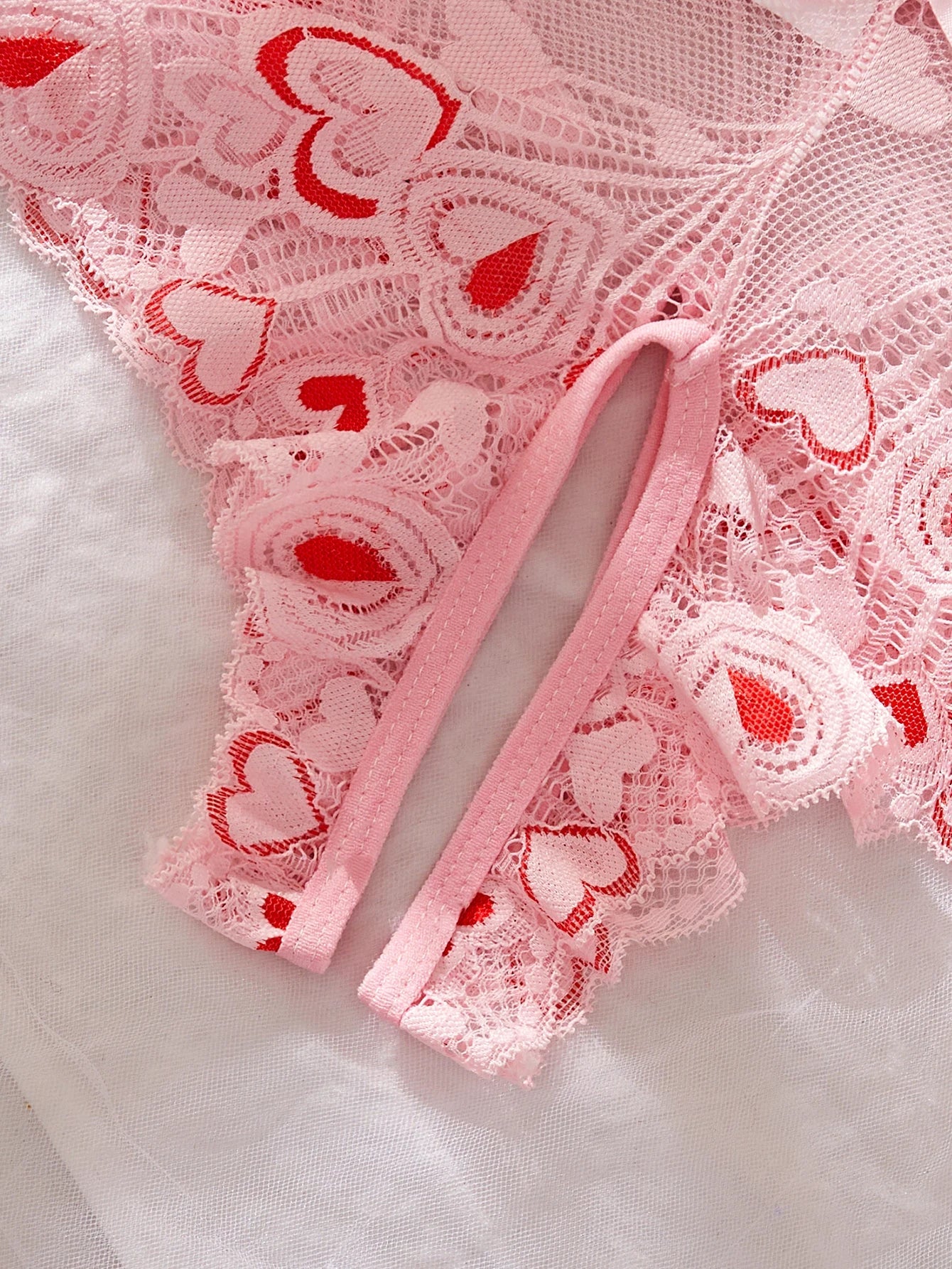 Pink Mesh Bodysuit Set Soft Breathable Two-Piece Underwear 2025