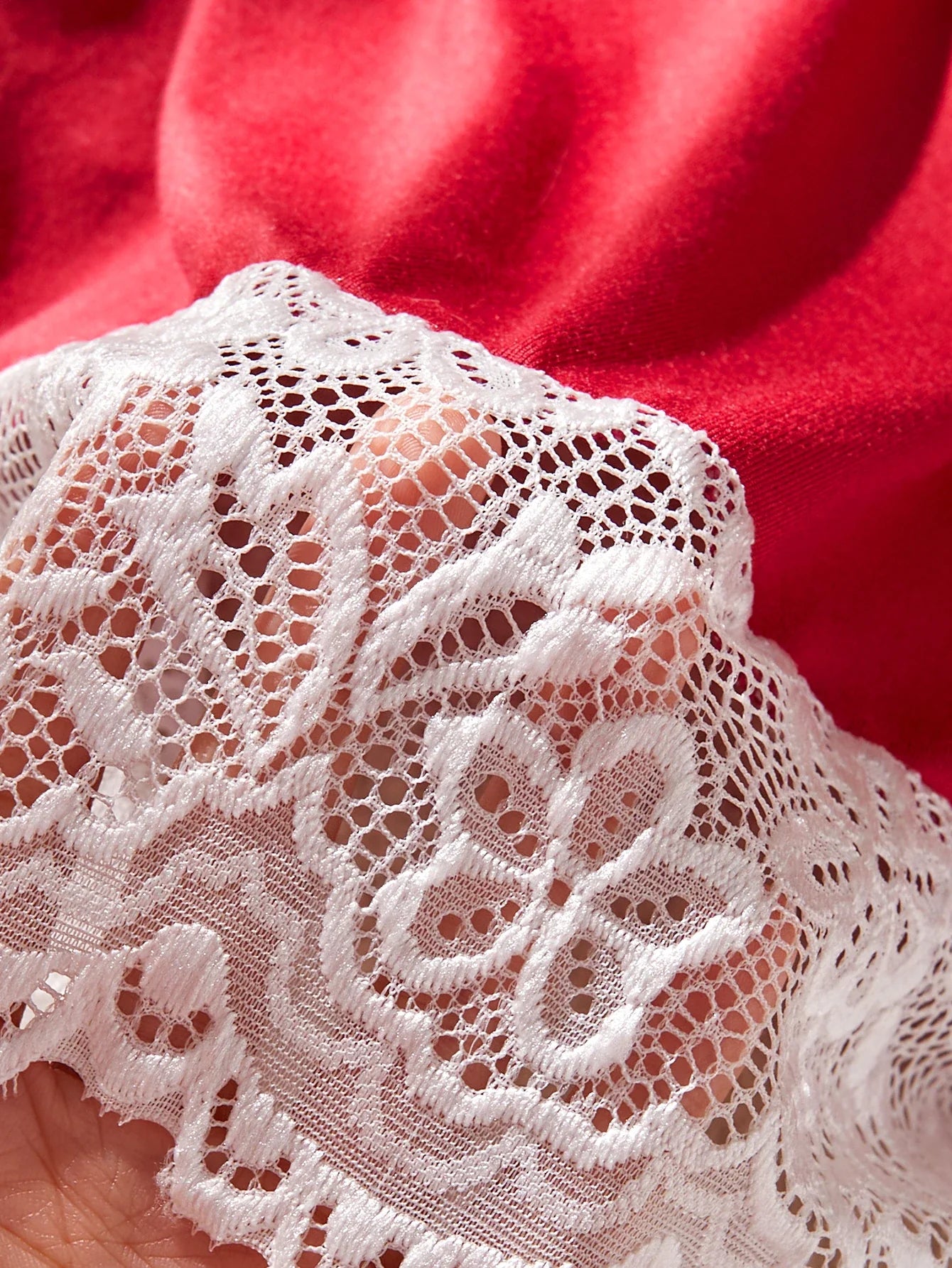Red Lace Chemise Sleep Dress With Front Tie & Adjustable Spaghetti Straps