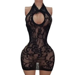 Butterfly Knot Rope-tyed Ultra-short Embossed Hollow out Club Nightwear Sleepwear Trendy Adult Costume