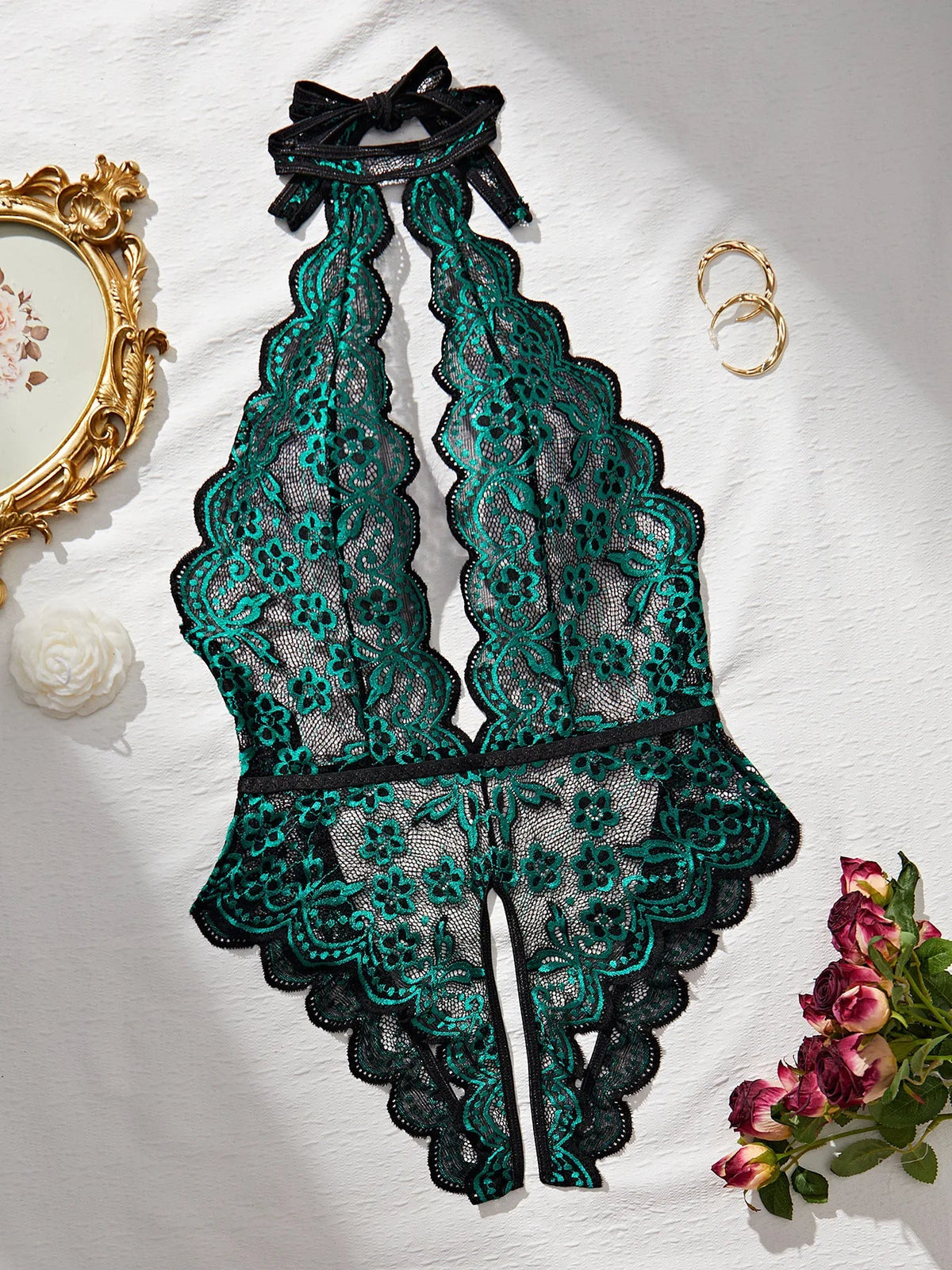 Lace Lacy Halter Neck Babydolls Dress Lingerie Adult Open Crotch Erotic Underwear Curvy Bodysuit Sexdoll Costumes